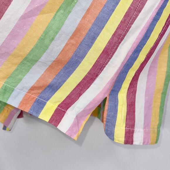 J Crew Women's Rainbow Pinstripe Linen Blend Dress Medium Petite - Picture 8 of 16